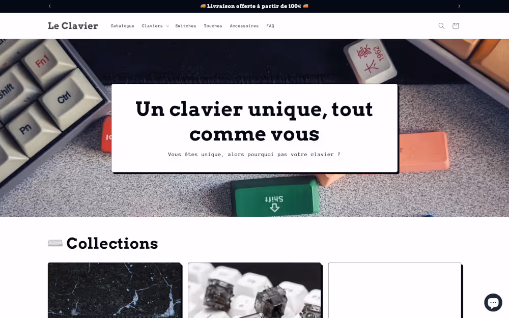 Capture d'écran montrant la page d'accueil du site Le Clavier